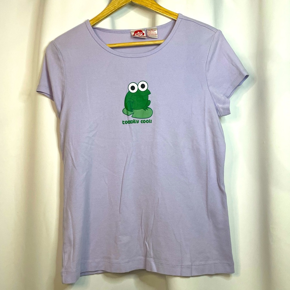 VTG Fred is Red light purple babydoll tee w/ ‘toadally cool’ frog graphic sz XL